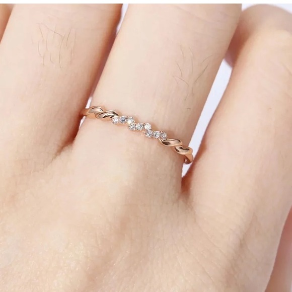 Elegant 925 Silver,rose Gold Rings White Sapphire - Picture 4 of 5